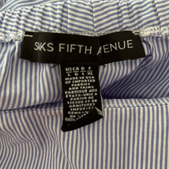 Saks Fifth Avenue Dress Off Shoulder High Low Size Large Summer Flowy Stripes - Picture 3 of 6